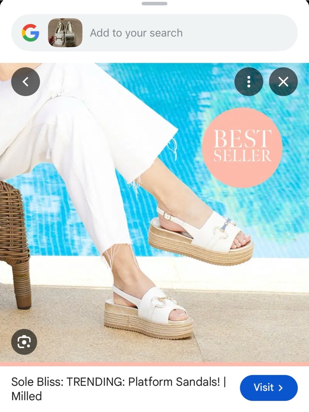 Sole Bliss White Platform Espadrille Slingback Sandals